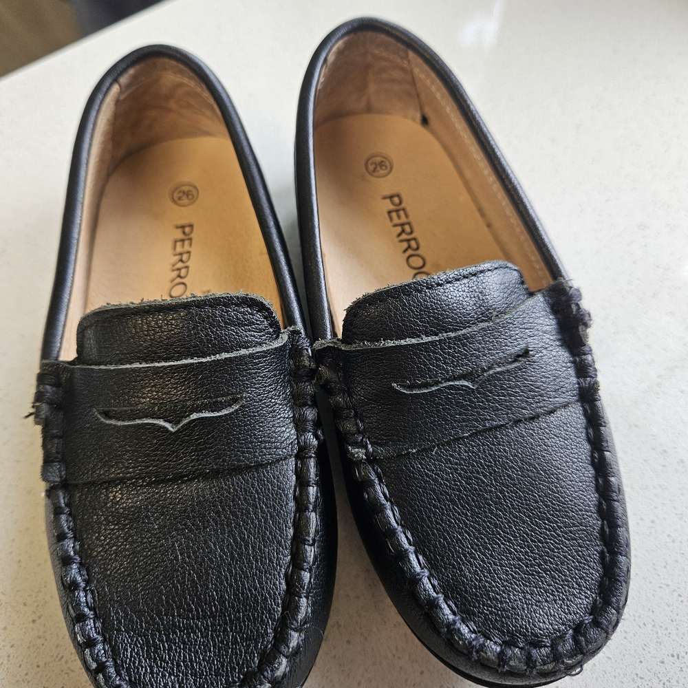 Perroquet Black Leather Loafers